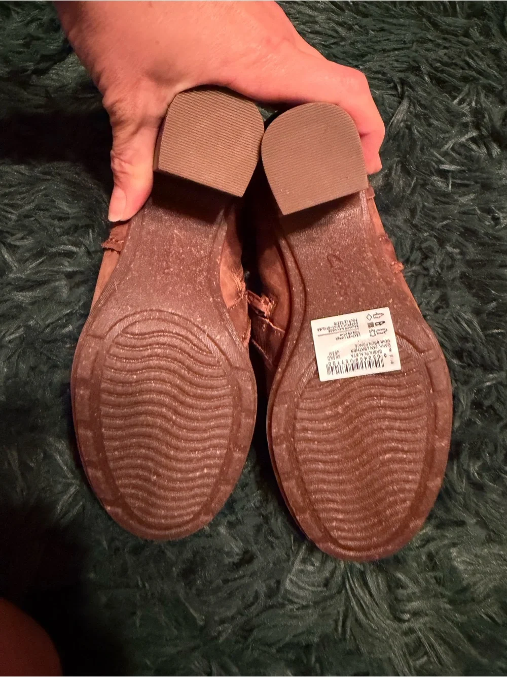 Clarks Women's Rust Brown Suede Block Heel Clogs